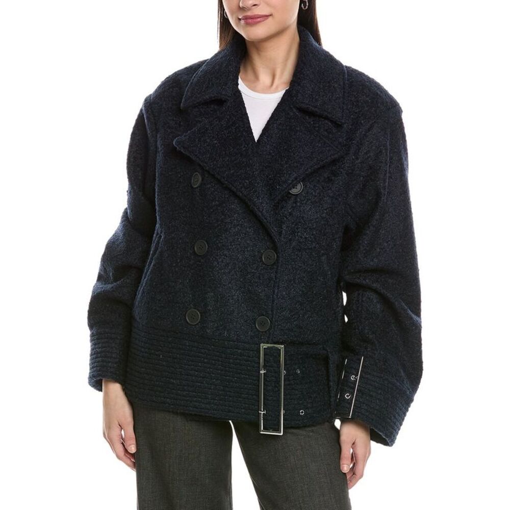 Weworewhat Womens  Moto Fleece Jacket, Navy